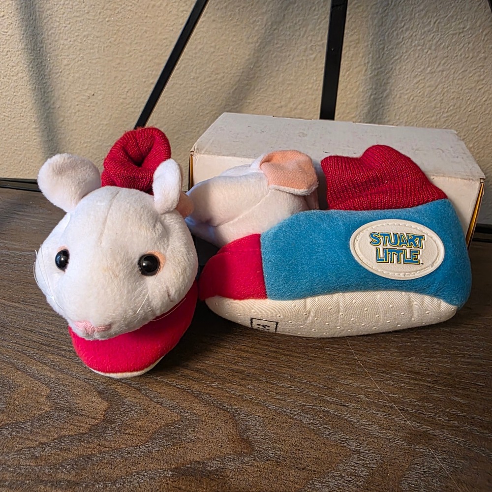 VTG RARE Stuart Little Plush Slippers Kids Size S5-6 Columbia TriStar